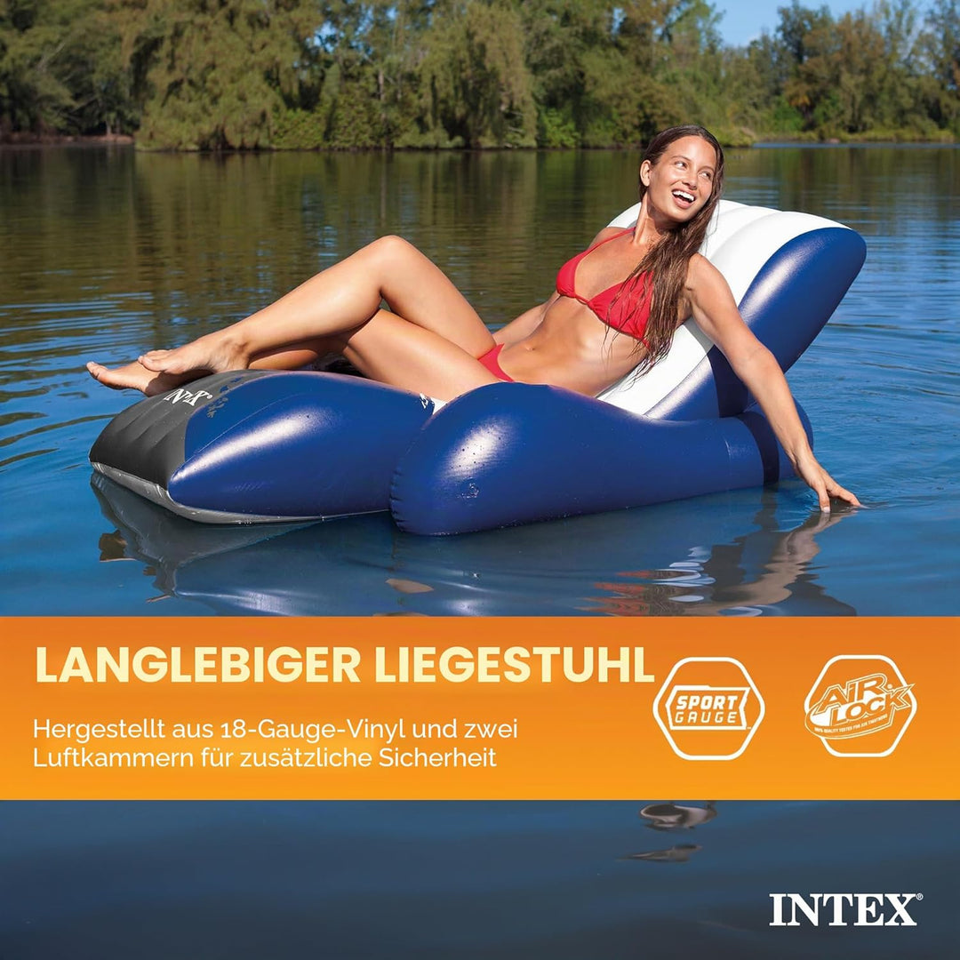 Intex Floating Recliner Lounge - Aufblasbarer Badelounge, mehrfarbig, 180 x 135