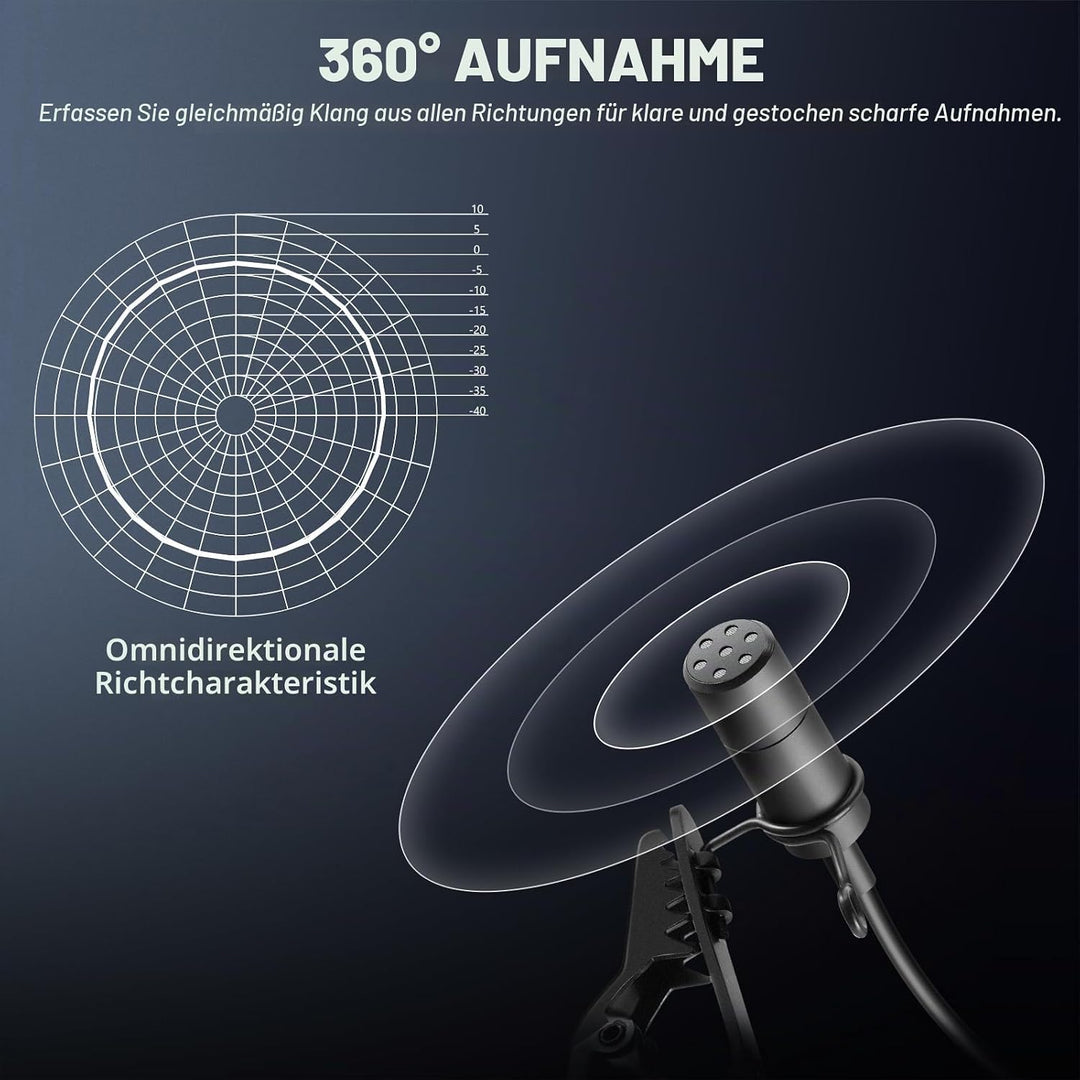 NEEWER Ansteckmikrofon (2er Pack), kabelgebundenes Mikrofon, Omnidirektionales Kondensator Lavalier