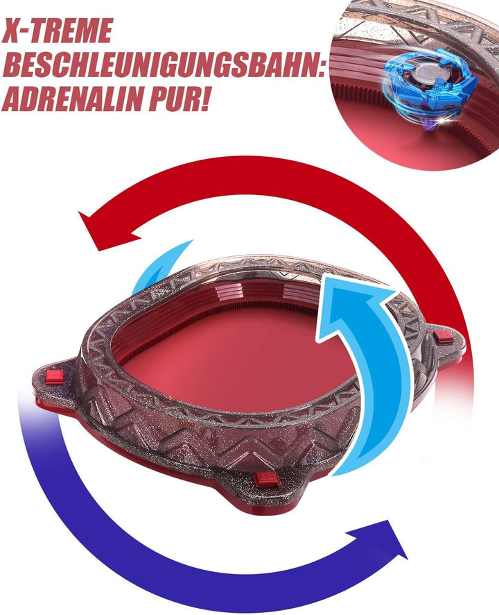 X Battle Arena Ultimate Set – 12 Kreisel, 3 Starter und 1 Stadion für rasante Duelle, Wettkampf-Krei