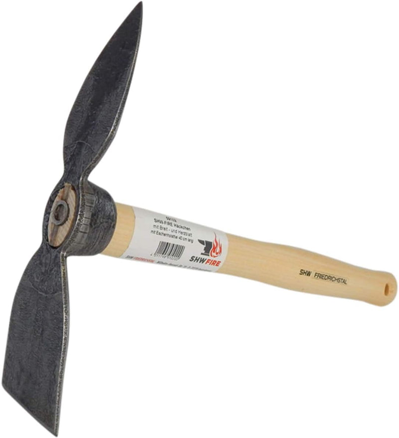 SHW-FIRE Handhacke, stabile geschmiedete Hacke für den Garten, Breit- und Herzblatt, 40cm kurzer erg