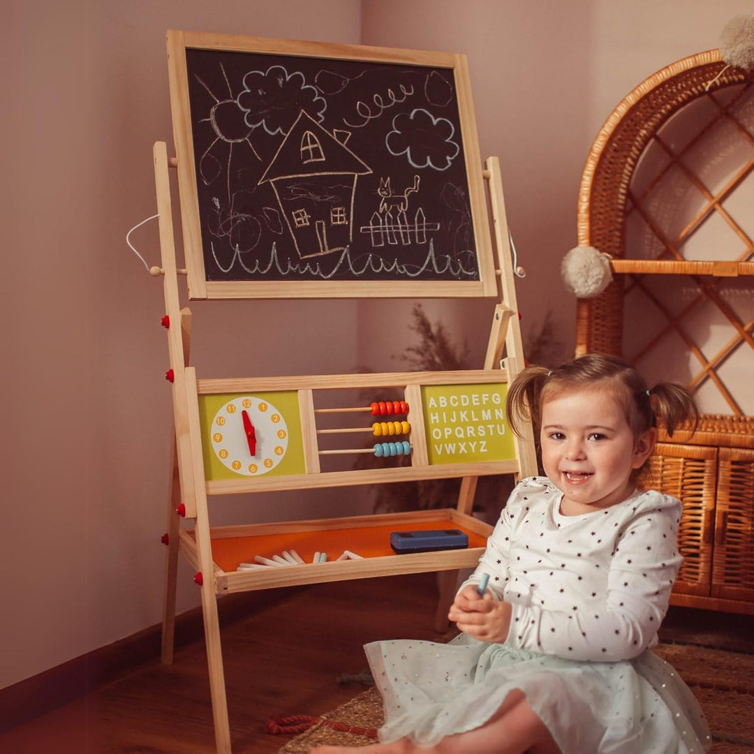 Mamabrum, Spieltafel aus Holz, doppelseitige Kindertafel Magnetisch und Kreide Kindertafel, Doppelse