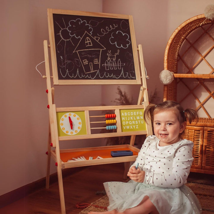 Mamabrum, Spieltafel aus Holz, doppelseitige Kindertafel Magnetisch und Kreide Kindertafel, Doppelse