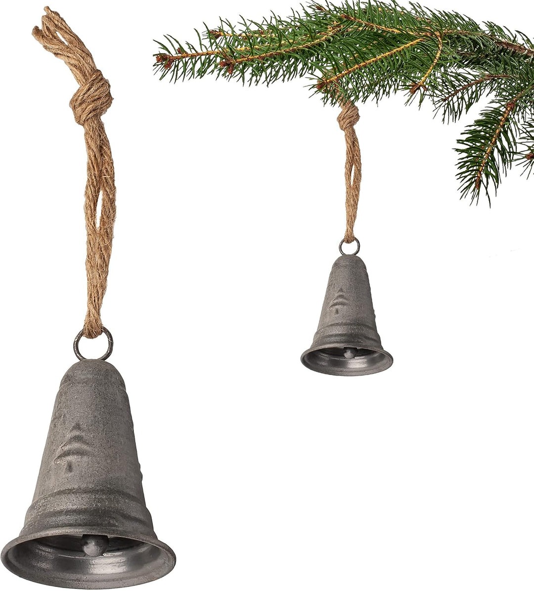 6 Stück Metall Glocken/Klingeln - 11 cm - wetterfest - Winter & Weihnachten - zum Aufhängen & Hintel