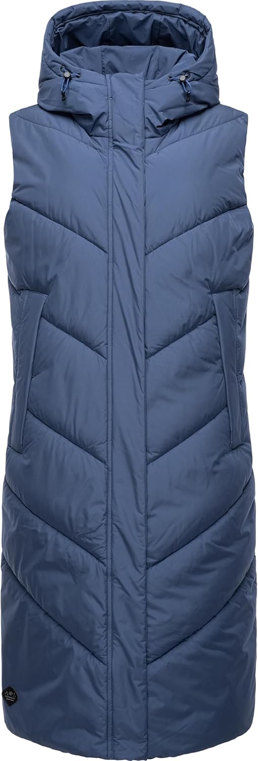 Ragwear Damen warme wasserdichte Winter Steppweste mit Kapuze Suminka Vest XS-6XL, Indigo Blue