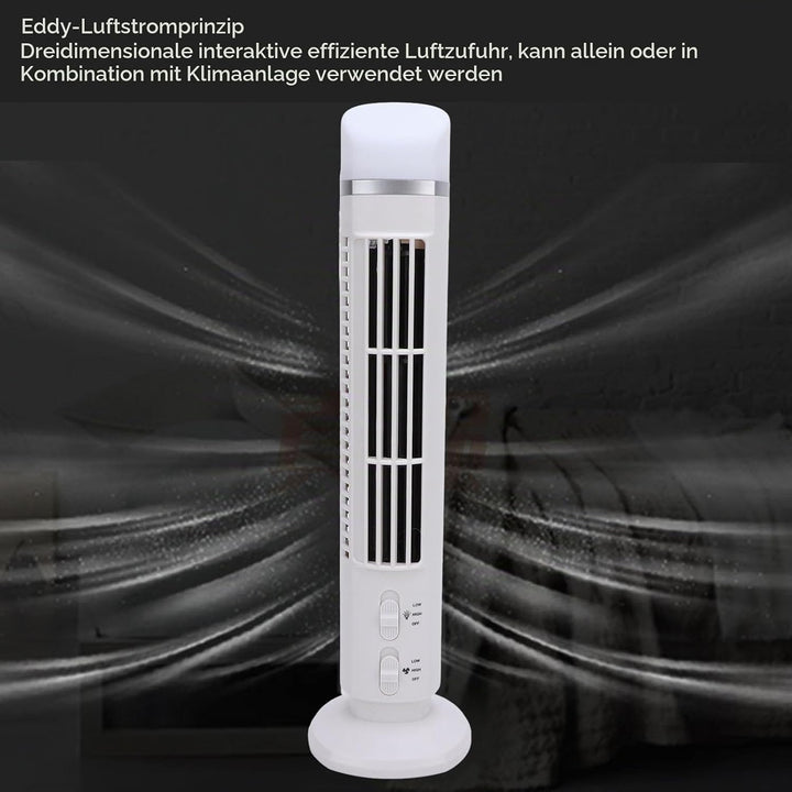 Leise Turmventilator, USB MiniVentilator Säulenventilator mit Licht Einstellbar Mobiler Lüfter Batte
