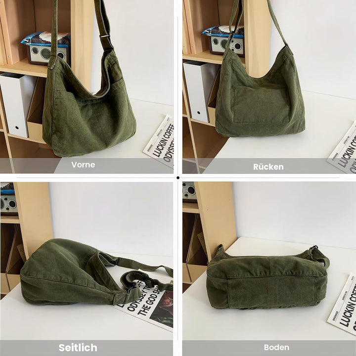 Bolso Bandolera De Lona Informal Canvas-Tragetasche für Damen, grosse Hobo-Umhängetasche, Schulterta