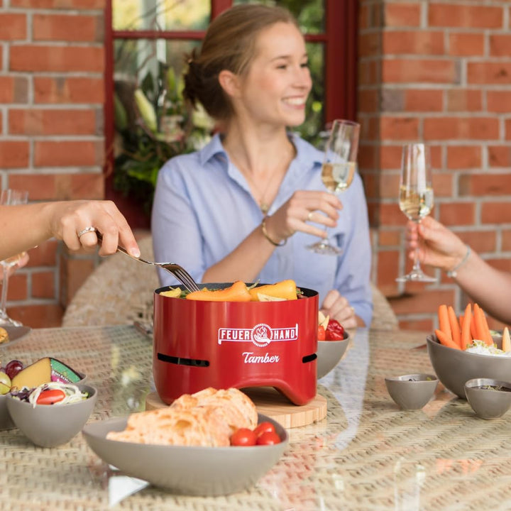 Petromax Tischgrill Tamber in Rot | Grillrost aus Emaille | Anti-Haft | raucharme Verbrennung | Abla