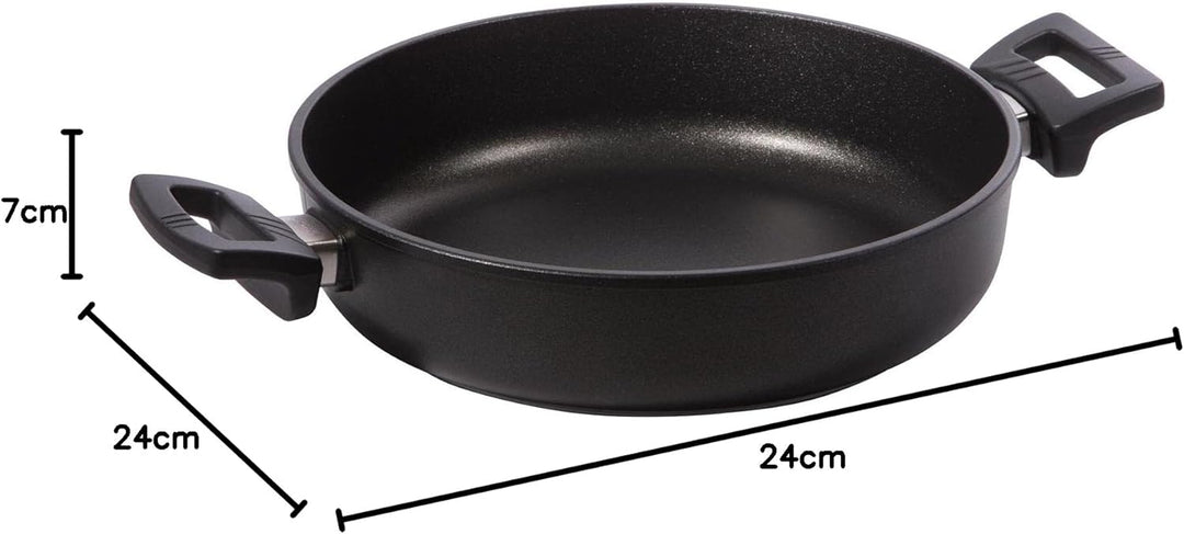 Eurloux Guss-Kasserolle Induktion Ø24 cm - Flache runde Universal Bratenkasserolle 3 Liter mit Besch