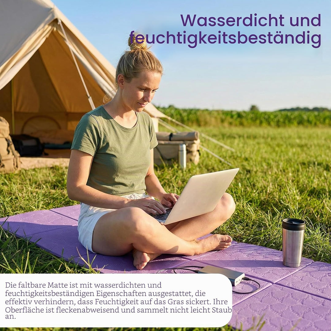 Klappbare Yogamatte, Faltbare Yogamatte Reise Leicht 183 x61x0.4 cm, Rutschfest Tragbare Fitnessmatt