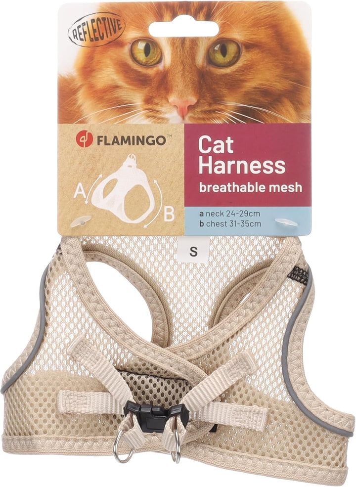 katzengeschirr - Step&Go Berta beige S - 24-29 cm / 31-35 cm - Nylon mit atmungsaktivem mesh und ref