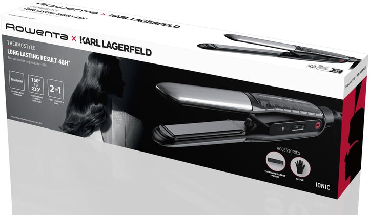 Rowenta x KARL LAGERFELD Thermostyle Haarglätter, Titanium-Beschichtung, Straight & Curl, Temperatur