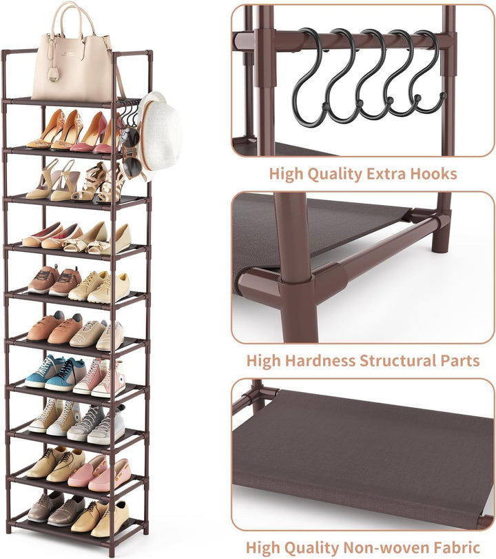Schuhregal mit 10 Ebenen, Schuh-Organizer für 20-25 Paar Schuhe, offener Schuhschrank hoch, Schuhstä