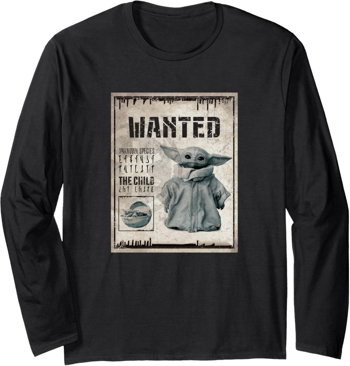 Star Wars The Mandalorian The Child Wanted Poster Langarmshirt