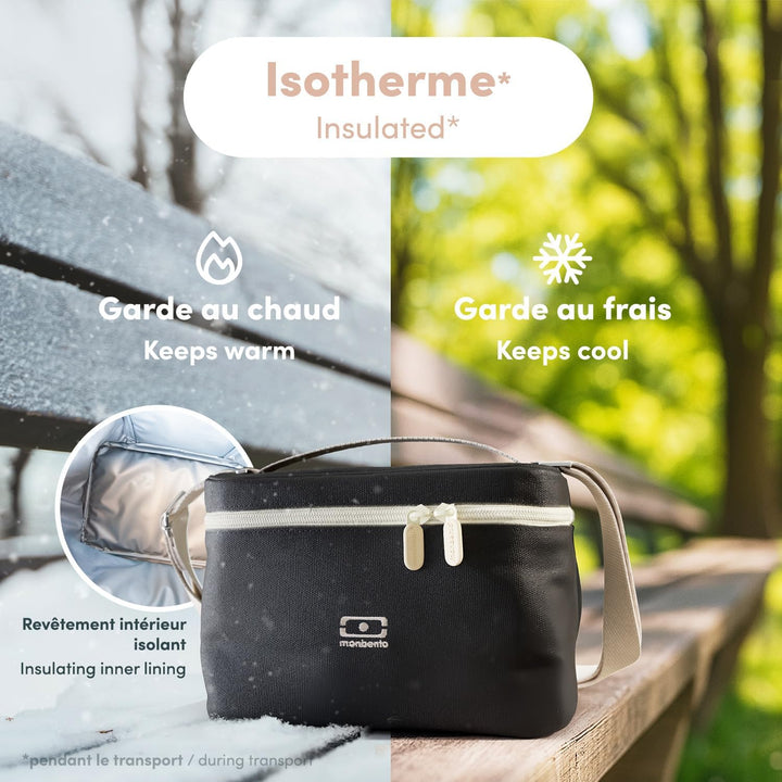 MONBENTO - Kleine Kühltasche für Unterwegs Arctic schwarz Onyx - Lunch Tasche für Lunchbox, Trinkfla