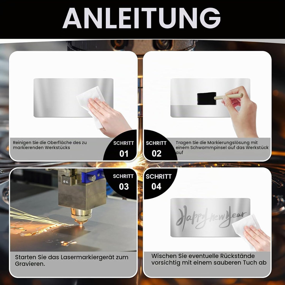 Laser Markierungsspray, Laser Gravur Spray, Lasermarkierungsflüssigkeit, Geeignet für Lasergravuren