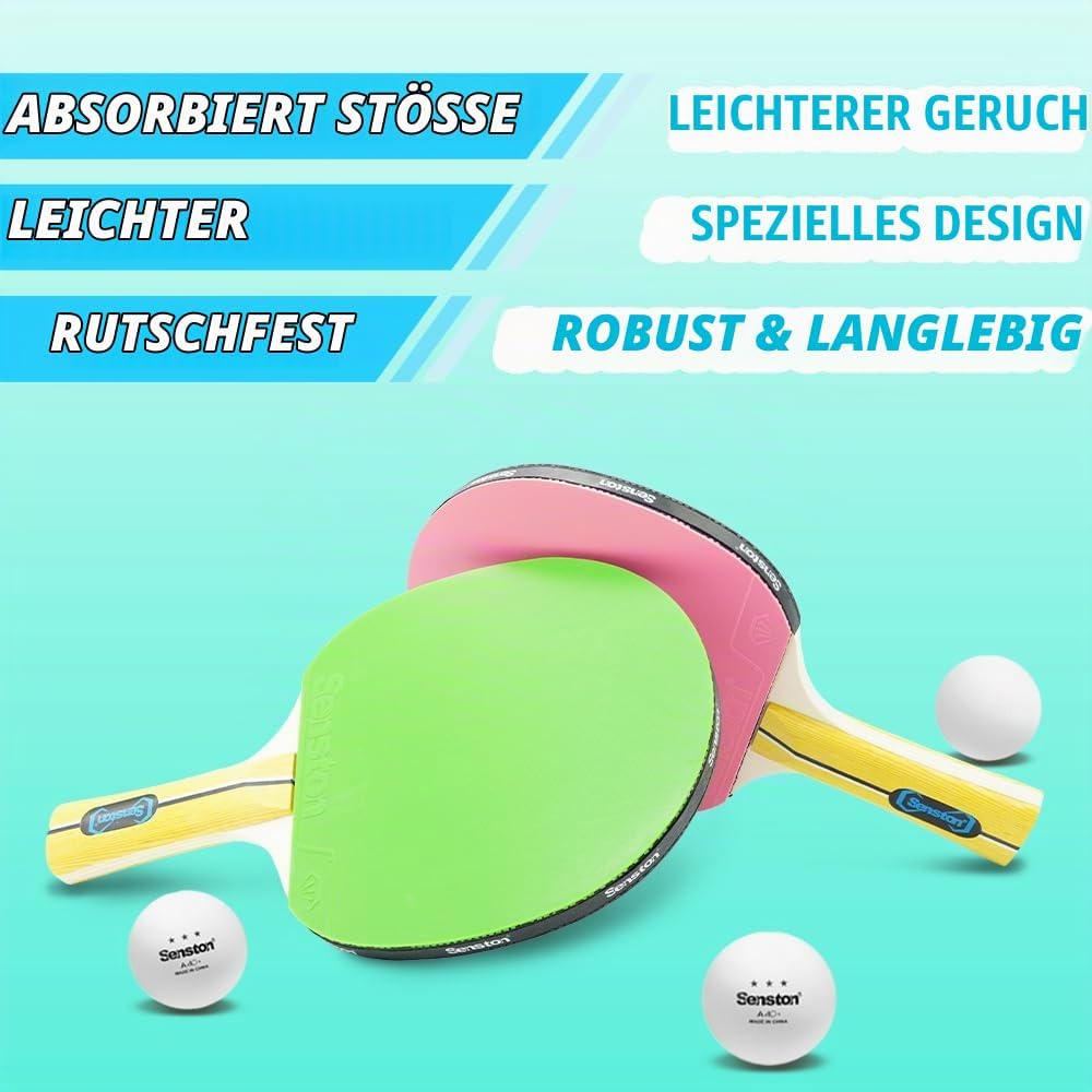 Senston Tischtennisschläger-Set (4 Schläger) – Farbenfrohe Optionen für lockere Wettkämpfe und Famil