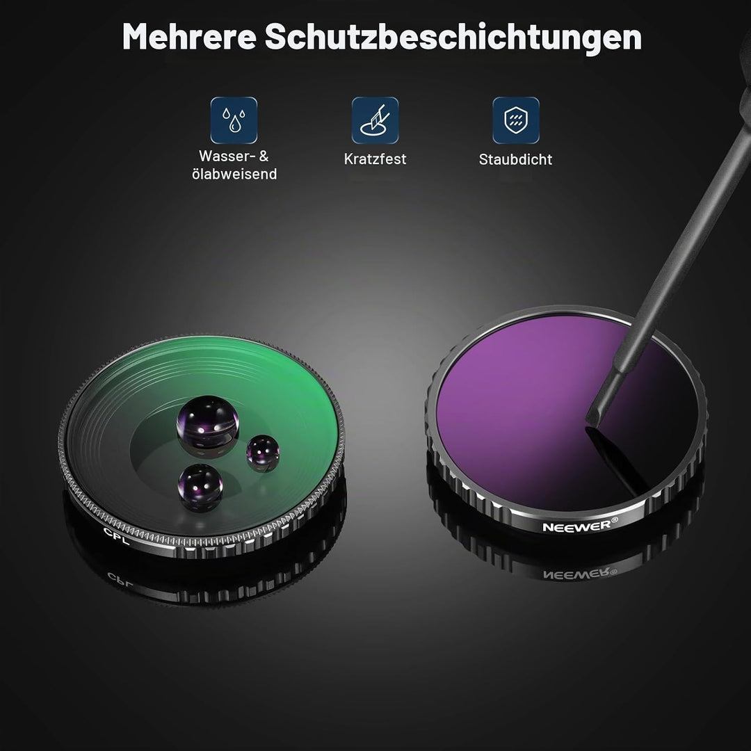 NEEWER ND Filter kompatibel mit DJI Osmo Action 4, 4er Pack ND8 ND16 ND32 CPL Polarisator Neutraldic