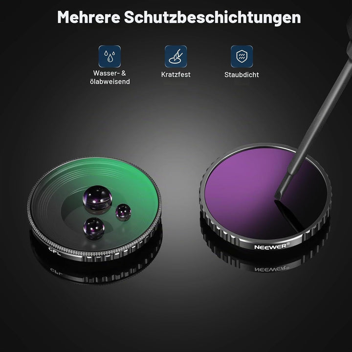 NEEWER ND Filter kompatibel mit DJI Osmo Action 4, 4er Pack ND8 ND16 ND32 CPL Polarisator Neutraldic
