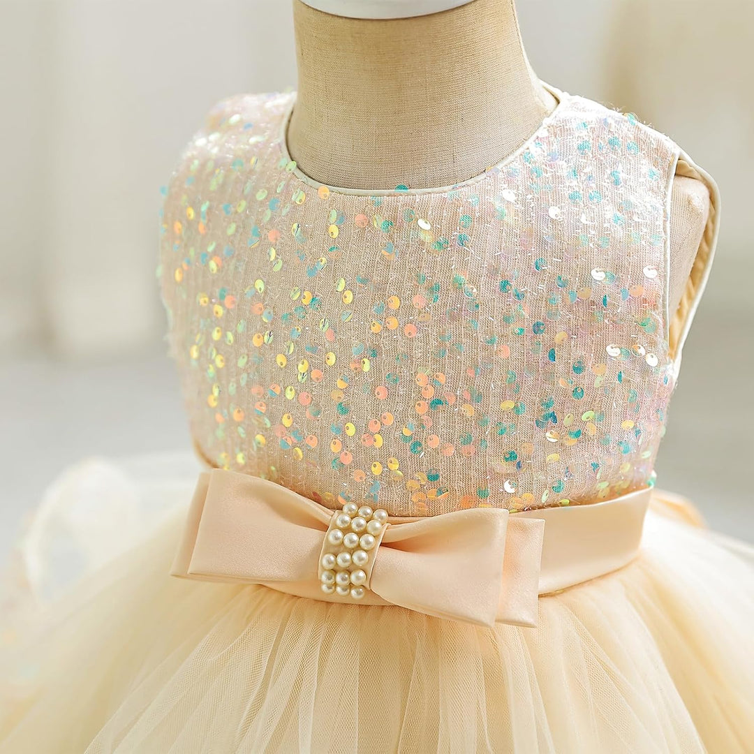 Miipat Baby Mädchen Kleid Prinzessin Tüll Pailletten Partykleid Ärmellos Tutu Blumenmädchenkleider f