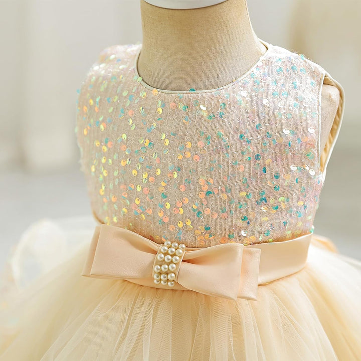 Miipat Baby Mädchen Kleid Prinzessin Tüll Pailletten Partykleid Ärmellos Tutu Blumenmädchenkleider f