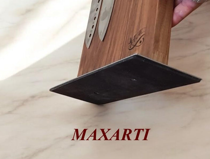MAXARTI -Messerblock ohne Messer Magnetisch Messerhalter Doppelseitige (Nussbaum 25x23,5cm) Massivho