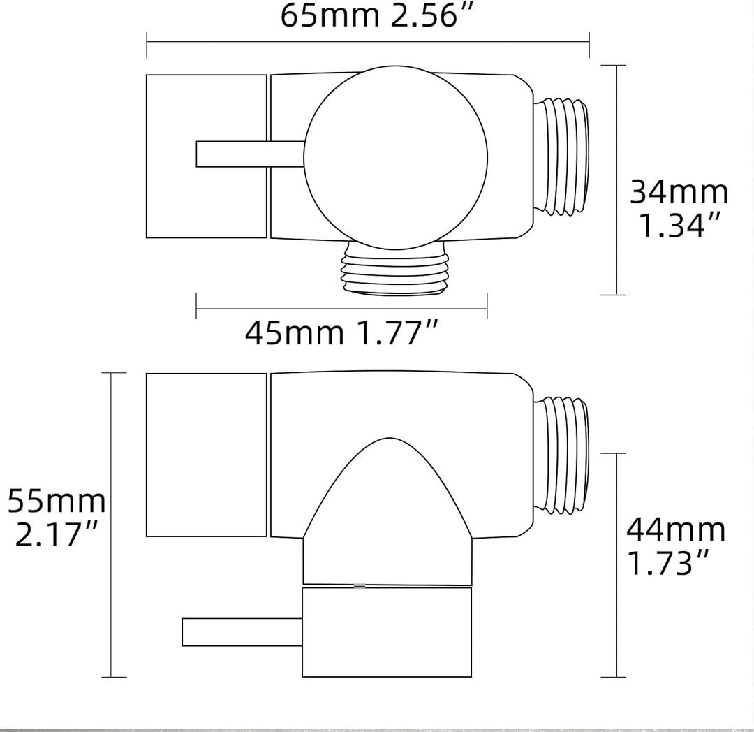 Tecmolog Dusche Adapter G1/2 Messing Umstellventil für Handbrause und Festen Sprühkopf, Chrom, Chrom