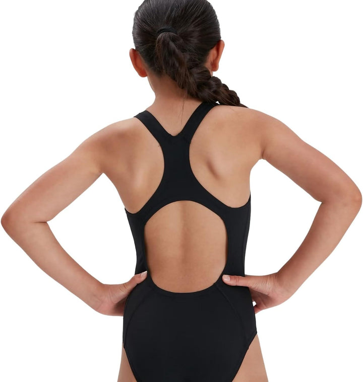 Speedo Mädchen Badeanzug Einteiler Powerflex Flyback Solid Youth Team Farben Badeanzug 7-8 Jahre Nav