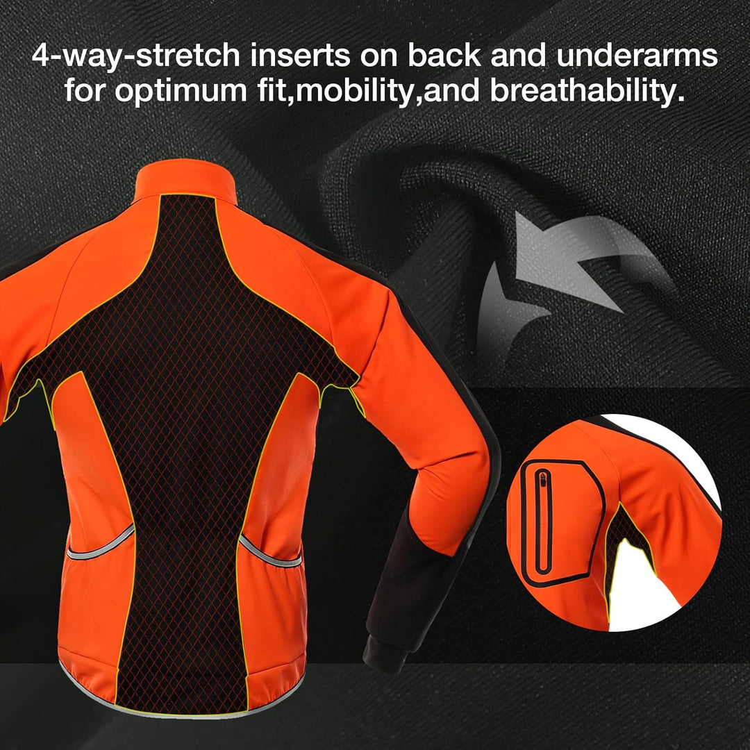 BERGRISAR Herren Fahrradjacke für Winter, Softshell Thermo Winddichte Wasserdicht Atmungsaktiv Radsp