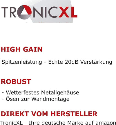 TronicXL Premium 2-Fach Antennenverteiler Splitter mit Sat Verstärker digital HD I für Satellit TV D