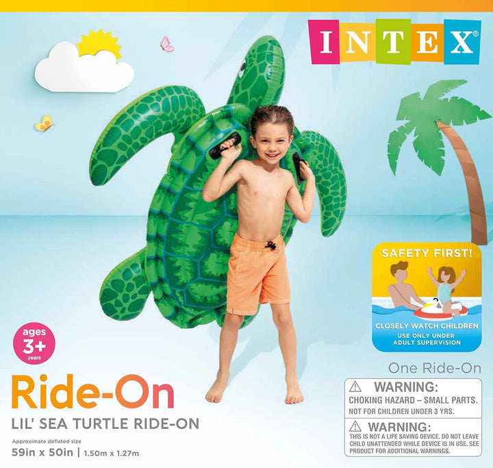 Intex Lil' Sea Turtle Ride-On, 150 x 127 cm, für Kinder ab 3 Jahren Lil' Meeresschildkröte, Lil' Mee