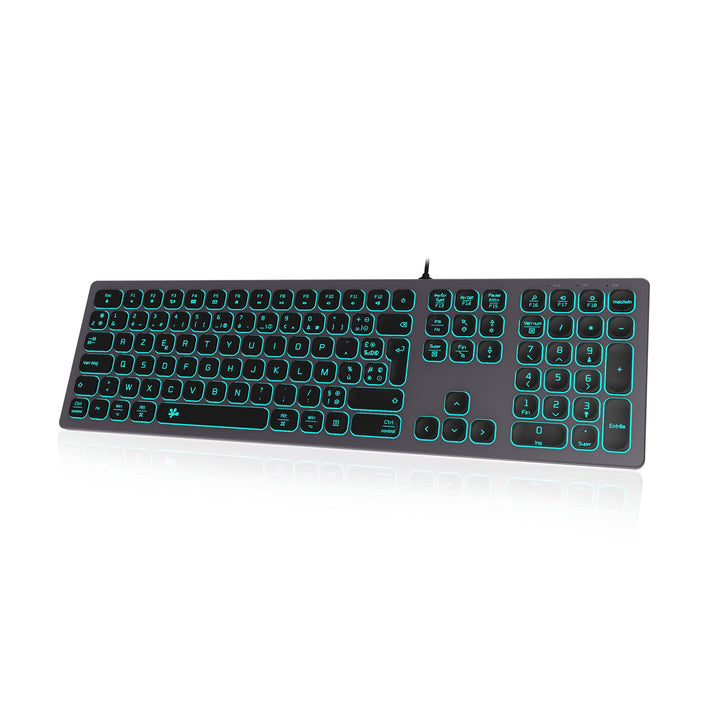 B.FRIENDIT Tastatur mit Hintergrundbeleuchtung, kabelgebunden, Slim – mit Aluminiumgehäuse, Ziffernb