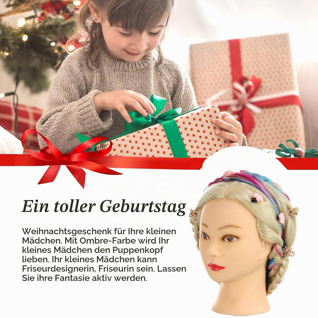 Frisierkopf, Auzass Frisurenkopf 26-28 Inch 100% Kunsthaar Weich Übungskopf Ombre Friseurkopf Traini