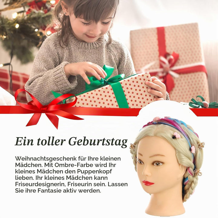 Frisierkopf, Auzass Frisurenkopf 26-28 Inch 100% Kunsthaar Weich Übungskopf Ombre Friseurkopf Traini