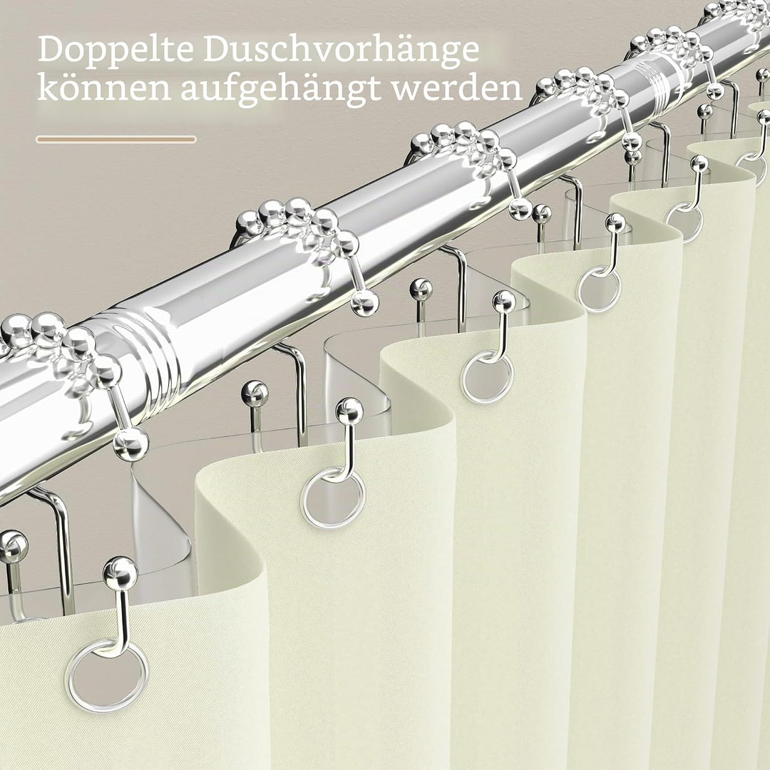 Duschvorhangstange L Form Ohne Bohren Ecke Halterung 95x95 cm - Duschstange Für Duschvorhang Badewan