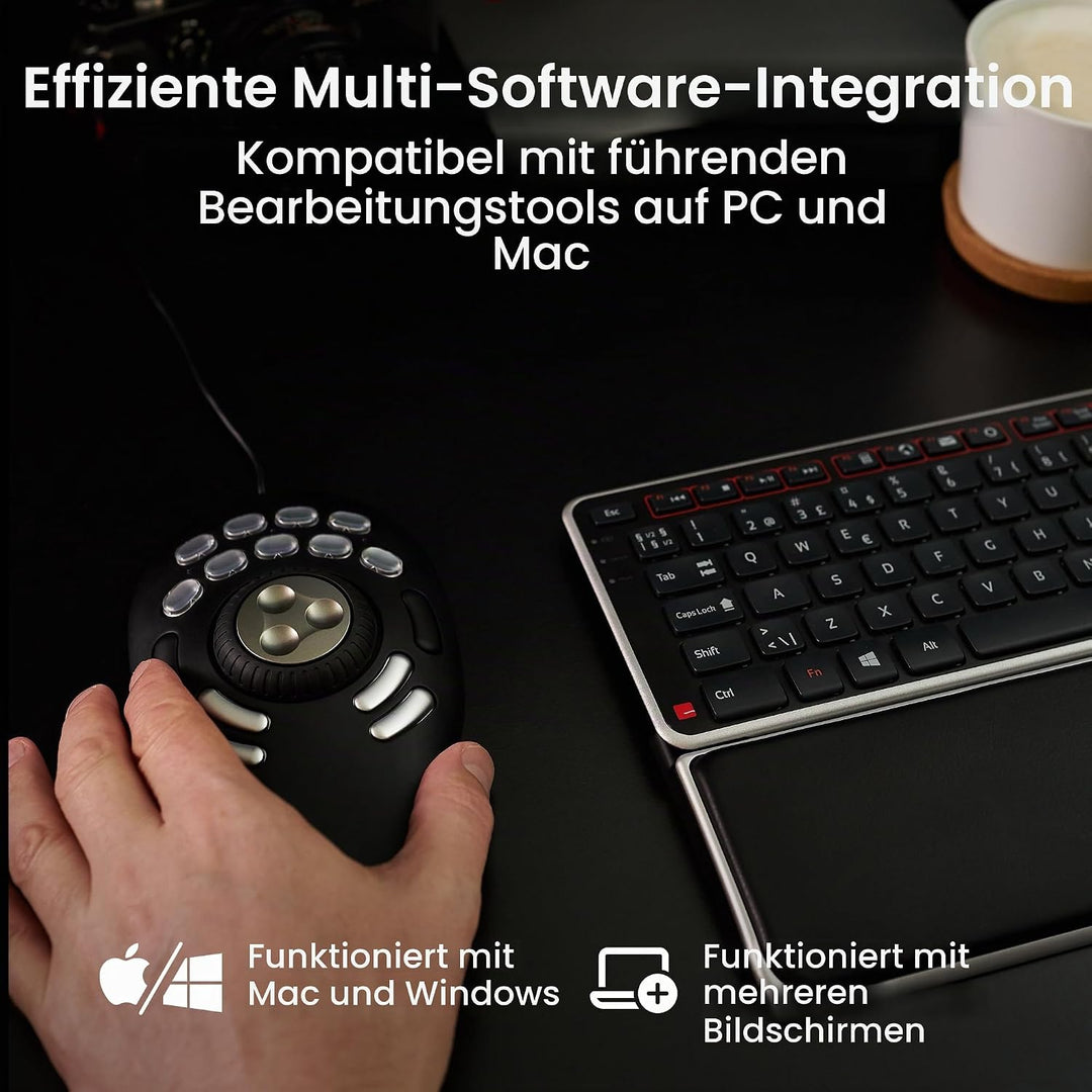 Contour Multimedia Controller PRO v2 | Ergonomisches Jog Wheel für Video/Musik/Bildbearbeitung | USB