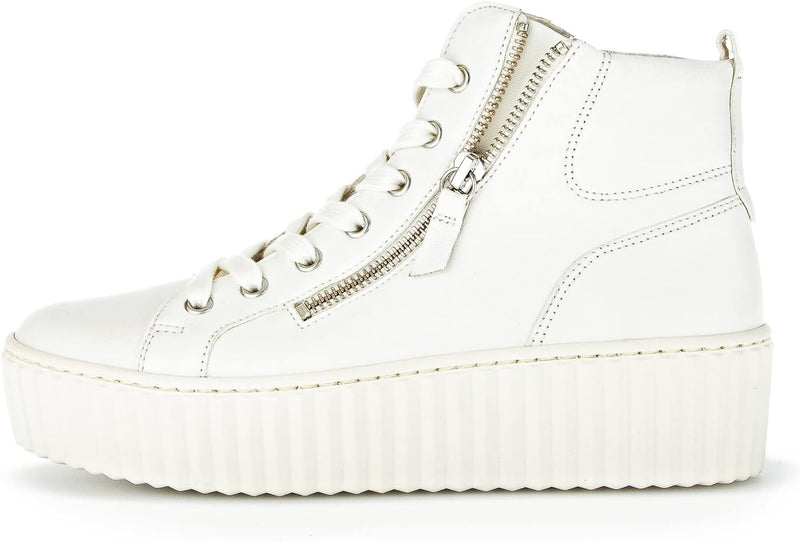 Gabor Damen High-Top Sneaker, Frauen Halbschuhe,Wechselfussbett 38 EU Weiss Latte, 38 EU Weiss Latte