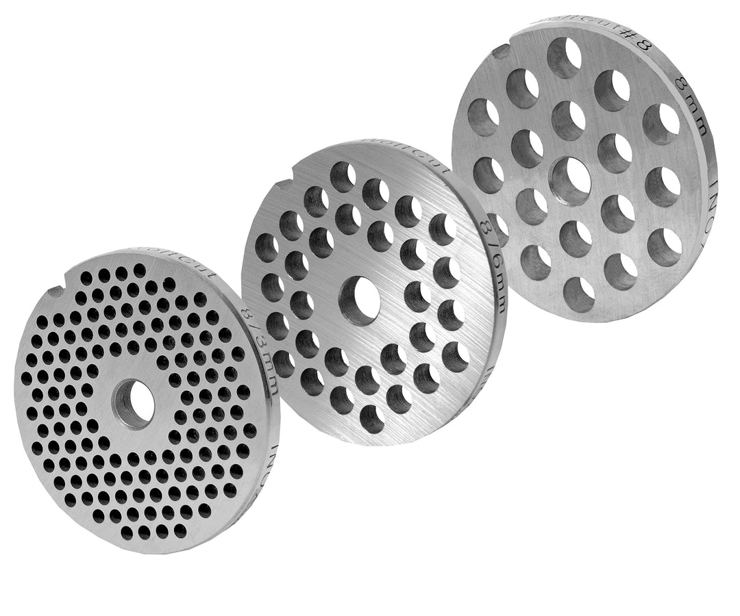 Wolfcut Lochscheibensatz kompatibel mit alle Fleischwolf Grössen 8 / 3mm + 6mm + 8mm Bohrung - z.B.: