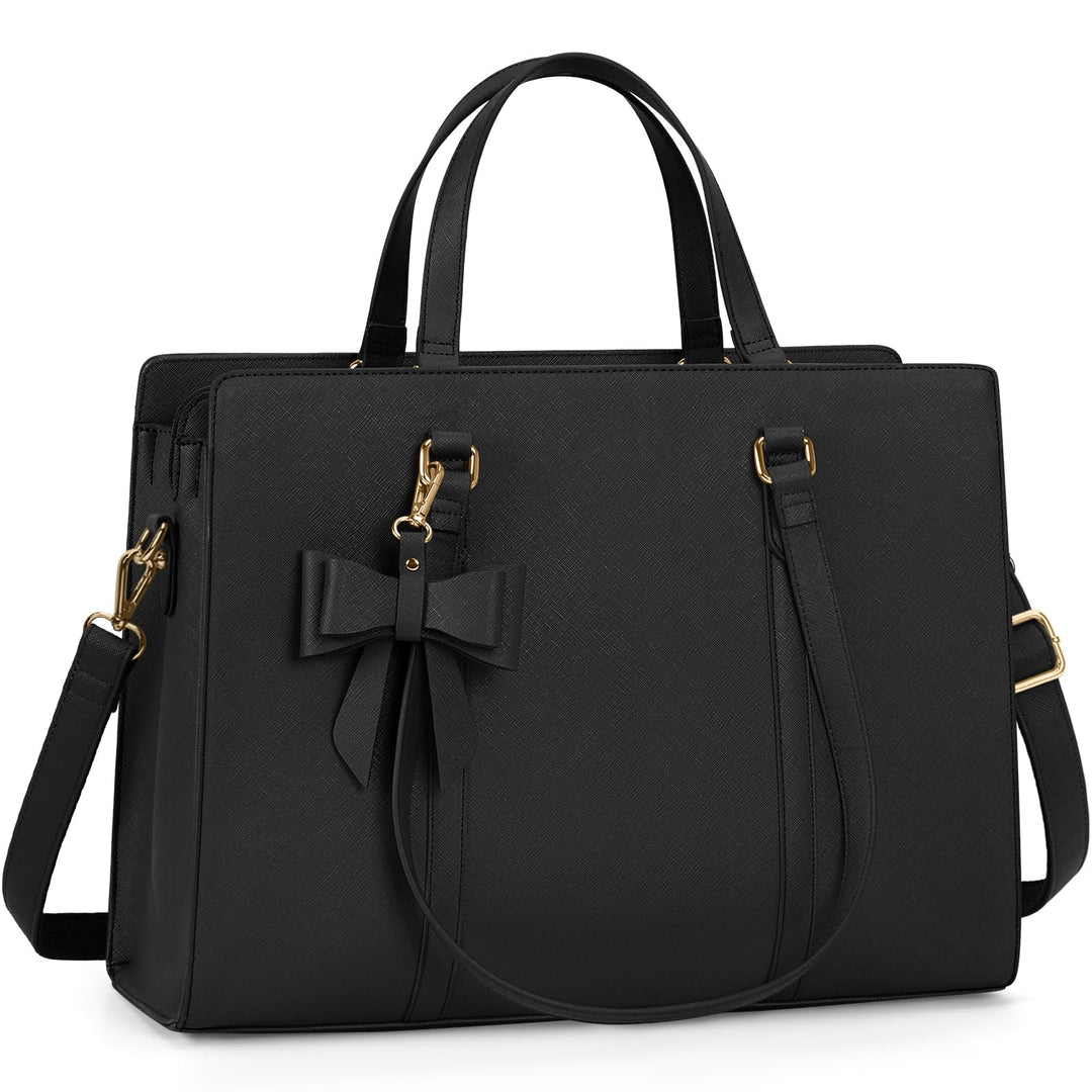 Handtasche Damen Shopper Damen Grosse Schwarz Tasche Damen Laptoptasche 15.6 Zoll PU Leder Umhängeta