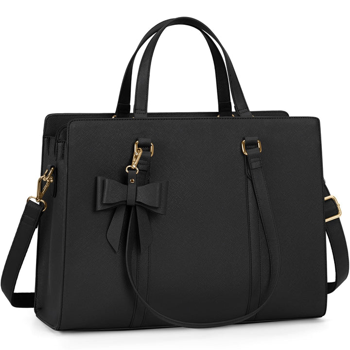 Handtasche Damen Shopper Damen Grosse Schwarz Tasche Damen Laptoptasche 15.6 Zoll PU Leder Umhängeta