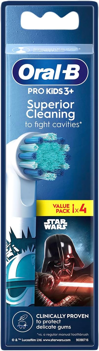 Oral-B Pro Kids Aufsteckbürsten für elektrische Zahnbürsten, Disney Star Wars, 4 Stück, entworfen fü