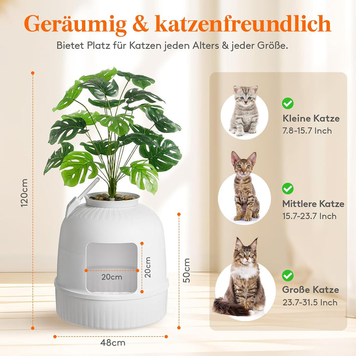 Lifewit Katzenklo Blumentopf mit Pflanze & Schaufel, Katzenklo Versteckt, Katzentoilette XXL mit Ger