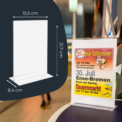 HMF 46921 Acryl Tischaufsteller gerade | 10 Stück | DIN A5 Hochformat | Glasklar DIN A5, Hoch 10 Stü