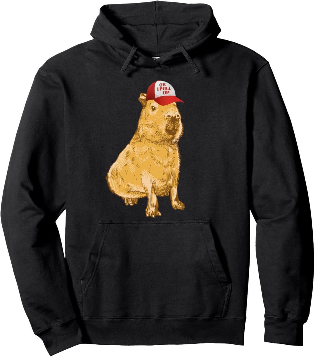 Ok I Pull Up Capybara mit Trucker Mütze Pullover Hoodie
