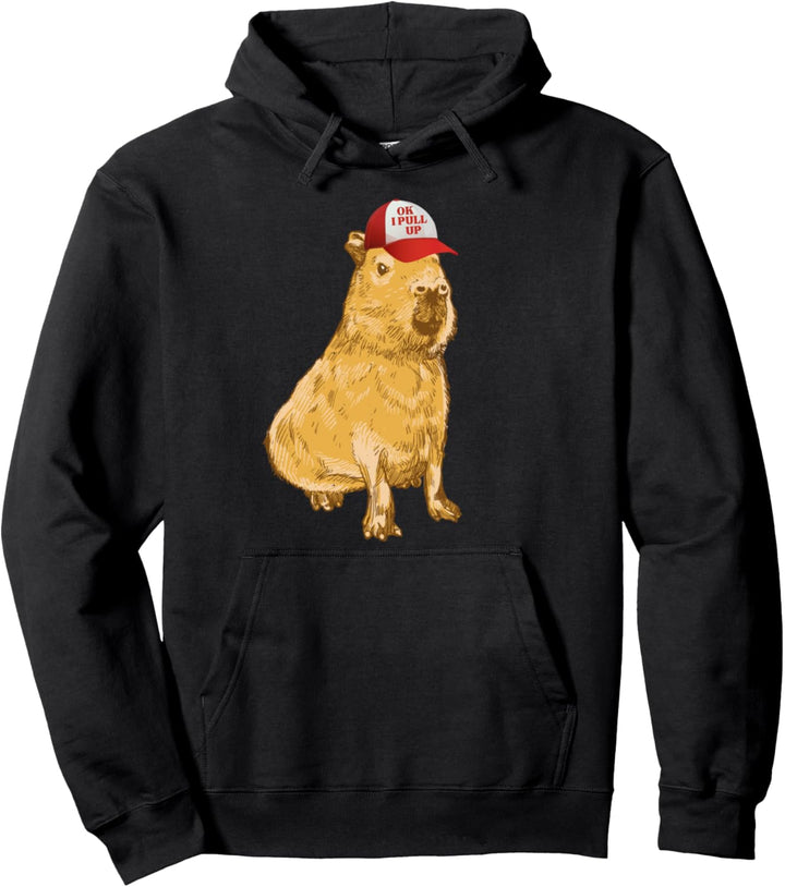 Ok I Pull Up Capybara mit Trucker Mütze Pullover Hoodie
