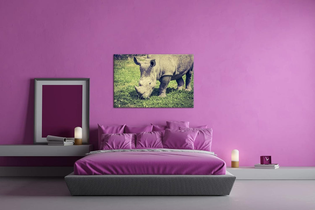 deyoli edles Nashorn Format: 80x60 als Leinwand, Motiv fertig gerahmt auf Echtholzrahmen, Hochwertig