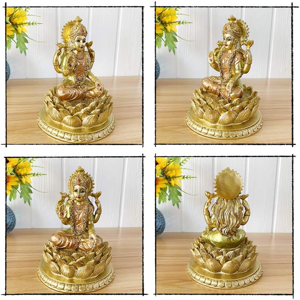 Hindu-Göttin Laxmi Lotus-Skulptur - Indischer Gott Lord Lakshmi Puja Statue - Indien Murti Idol Figu