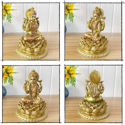 Hindu-Göttin Laxmi Lotus-Skulptur - Indischer Gott Lord Lakshmi Puja Statue - Indien Murti Idol Figu