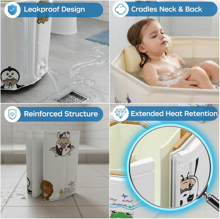 WAVYEASE Neue Design Tragbare Badewanne für Kleinkinder - Faltbare Sitzbadewanne für Kinder, Sekunde