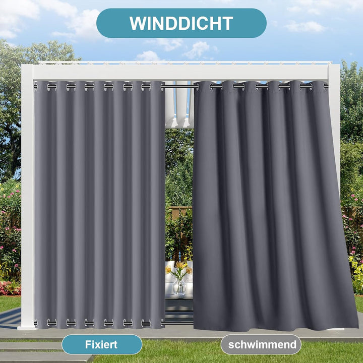 Lapalife Outdoor Vorhang Wasserdichter extra breit Oben und unten mit Ösen,B254XH243cm Wetterfest Ou