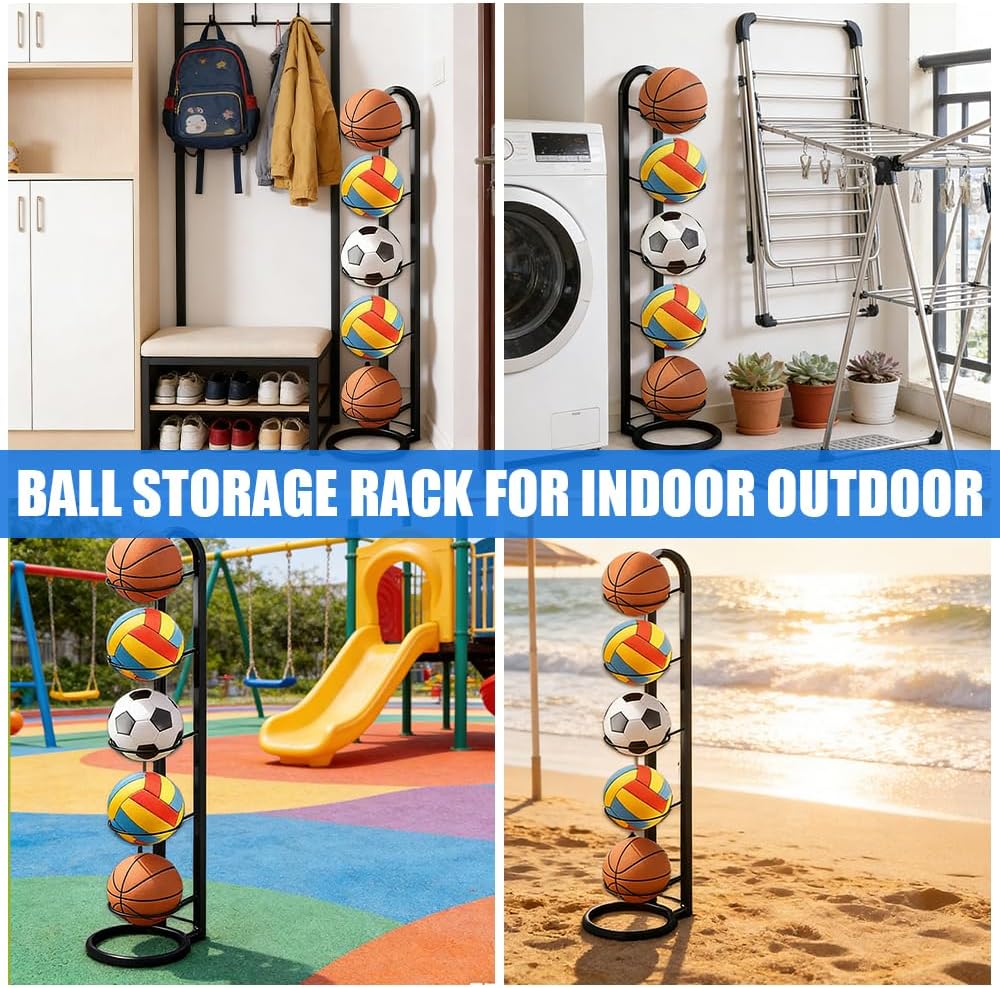 5 Stufiger Ballständer, Ballregal, Metall Balllagerregal, Ballhalter, Abnehmbares Standing Rack Halt
